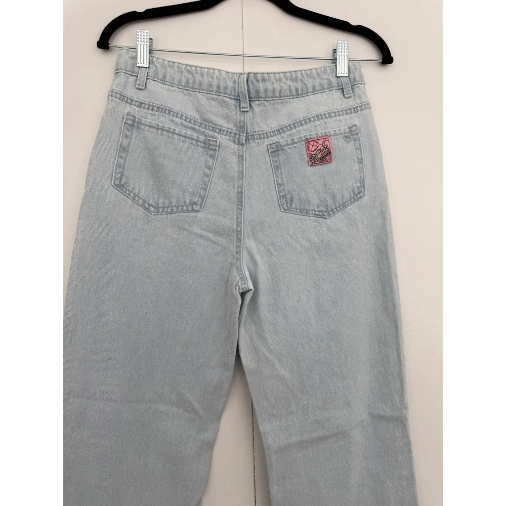 Justice Girls Bazooka Ring Pop Graphic Wide Leg Jeans Light‎ Wash Blue Size 16